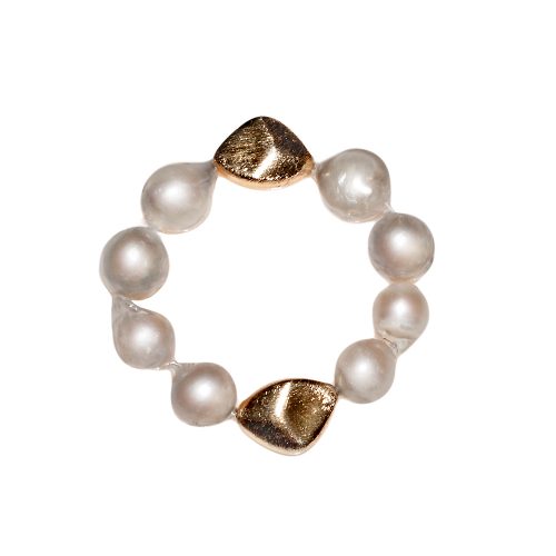 HONG BOCK-freshwater pearls baroque bracelet with ssilver platet nugget