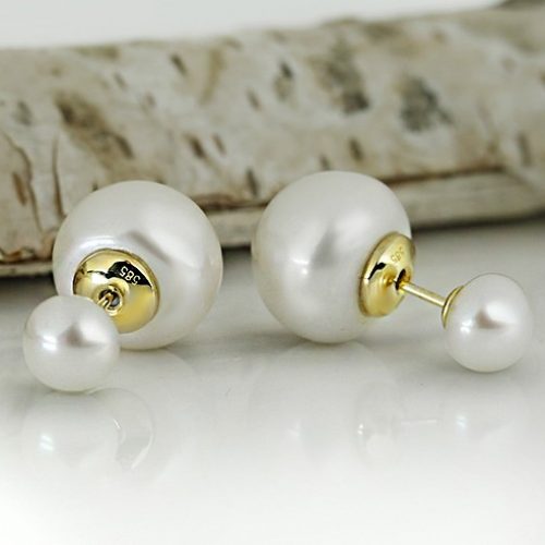 HONG BOCK GG 585 Studs pearl in white