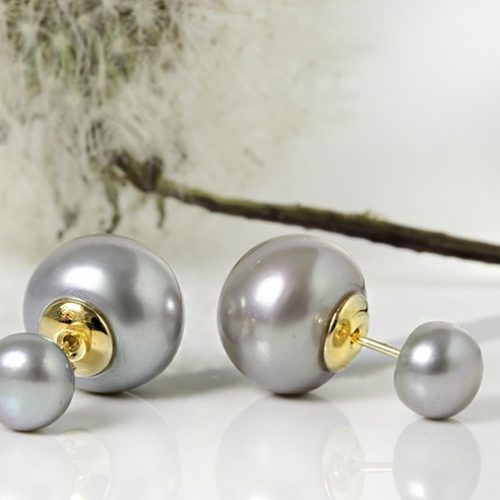 HONG BOCK GG 585 Studs pearl in lightgrey
