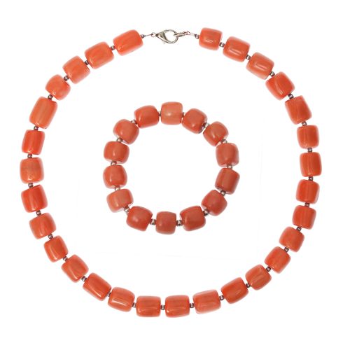 natural coral necklace and bracele