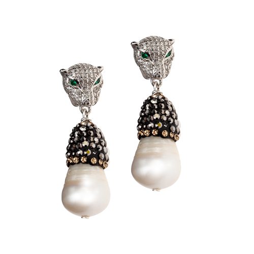 HONG BOCK- Design baroque pearl earrings with silverplugs