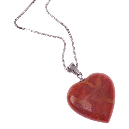 HONG BOCK pendant with foam coral heart with silver chain in 42cm long