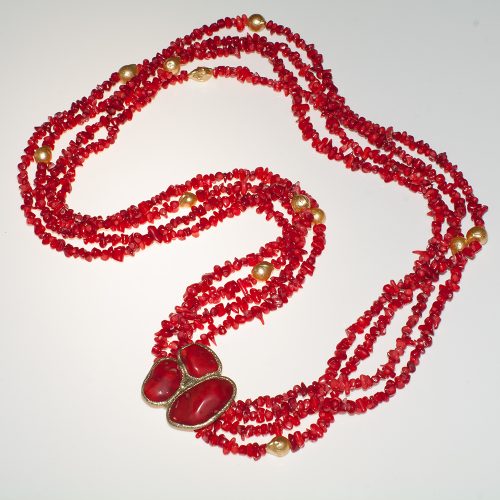 HONG BOCK design necklace made from red bamboo corals