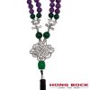 HONG BOCK-Design Kette aus Lila Amythyst und grüne Jade mit Silber Amulet-2703