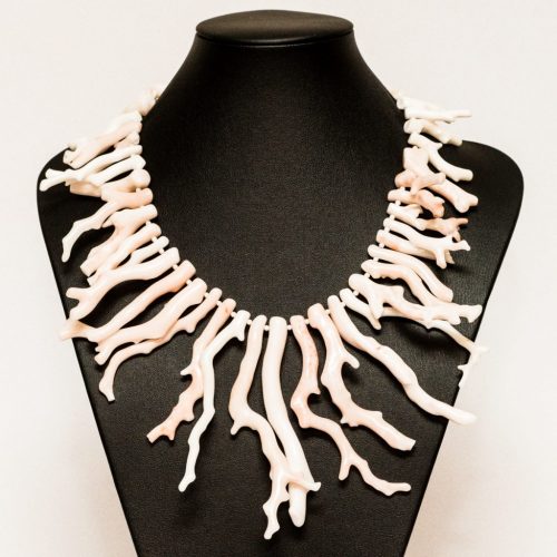HONG BOCK- design necklace / natural coral branch pink-white