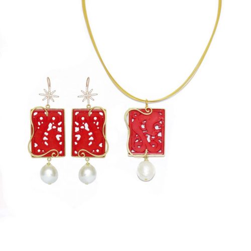 HONG BOCK design set / necklace and earrings