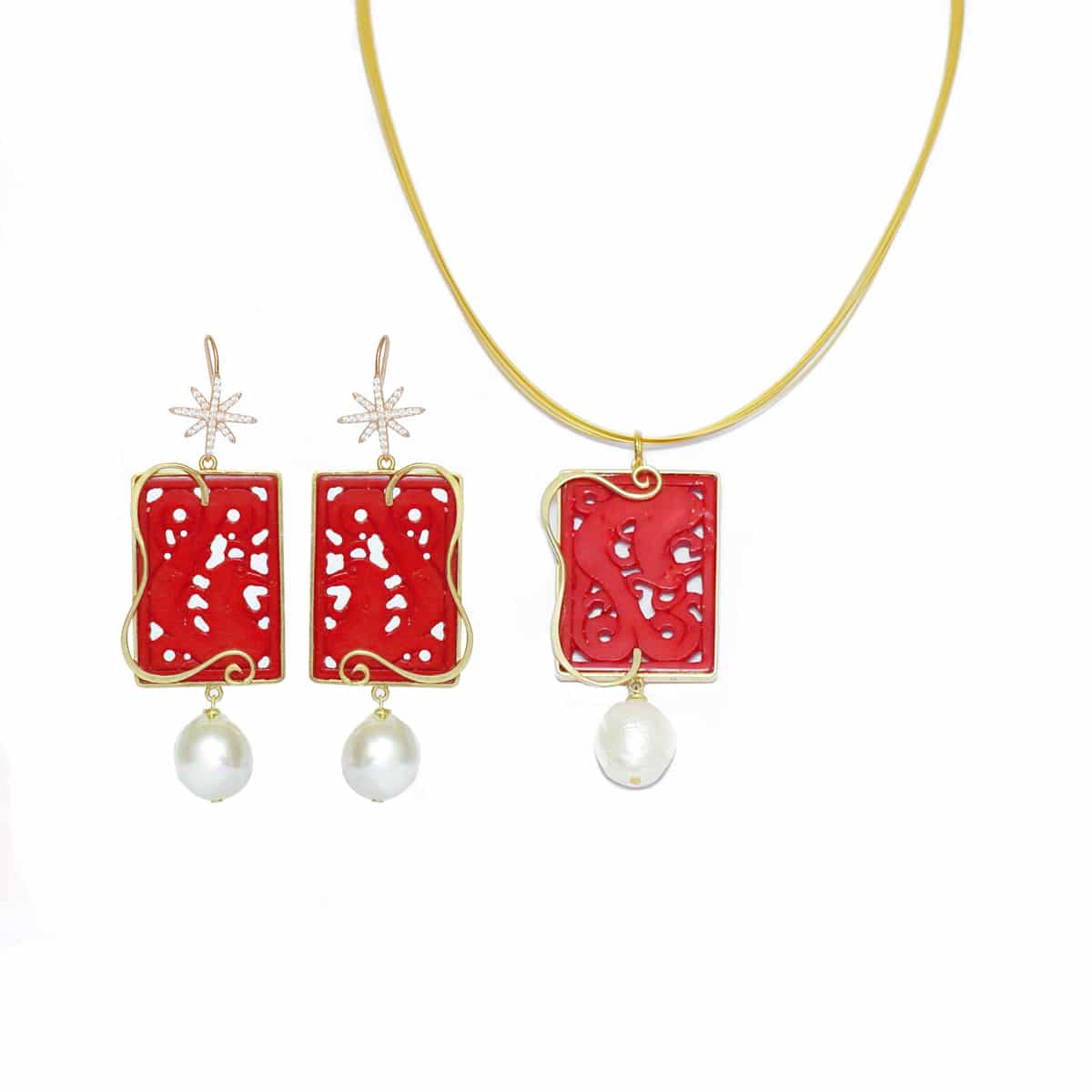 HONG BOCK design set / necklace and earrings
