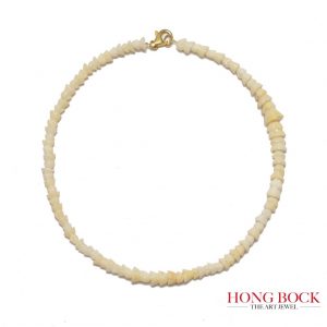 HONG BOCK-Bambuskorallen Kette Rosen in weiß/43cm lang