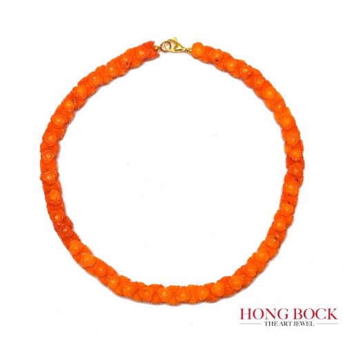 HONG BOCK-Bambuskorallen Rosen in Orange/43cm lang