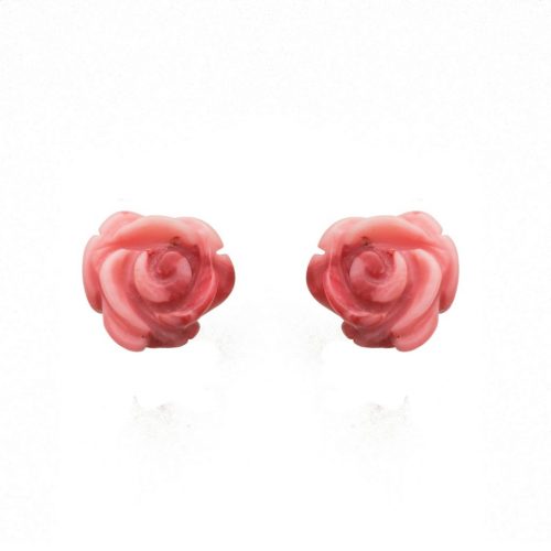 HONG BOCK earrings in silver gilt / bamboo coral roses white-red