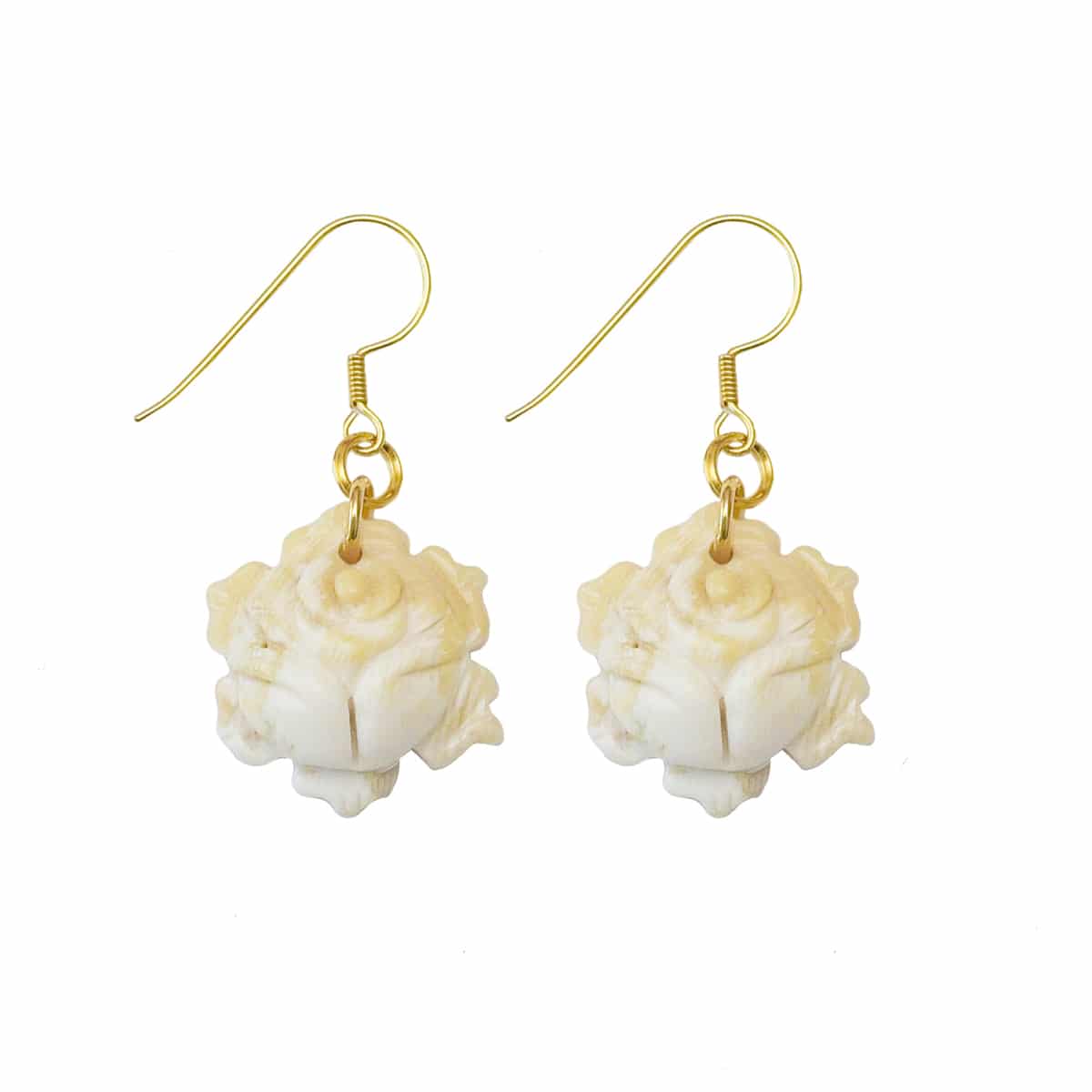 HONG BOCK-weiße koralle  Rosen (ca20mm) Ohrringe mit  Silberhaken