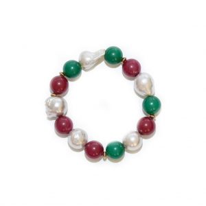 HONG BOCK design bracelet with baroque pearls and agate ball