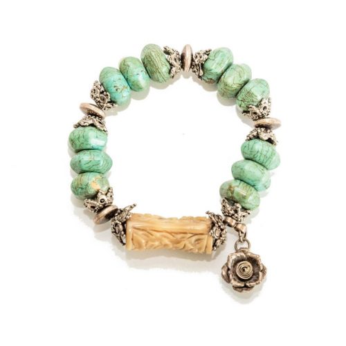 HONG BOCK design bracelet made of turquoise lenses and silver parts