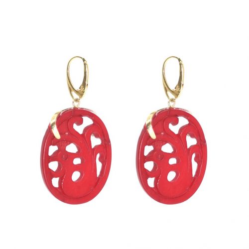 HONG BOCK -design earrings made of red bamboo corals