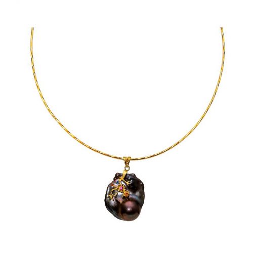 HONG BOCK pendant Baroque pearls with gold-plated chain