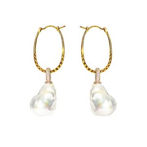 HONG BOCK-Barock Perlen mit Silbervergoldet Ohrhaken