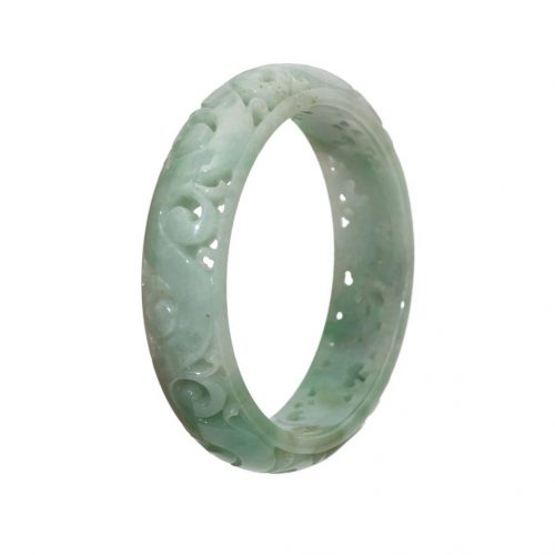 HONG BOCK-Green carved jade bangle