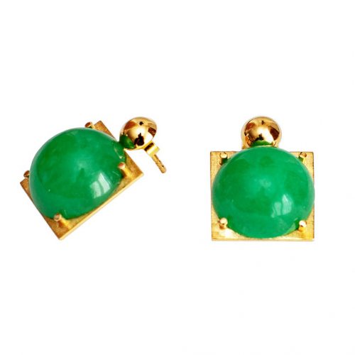 HONG BOCK design earrings / green chrysoprase in 18 K GG