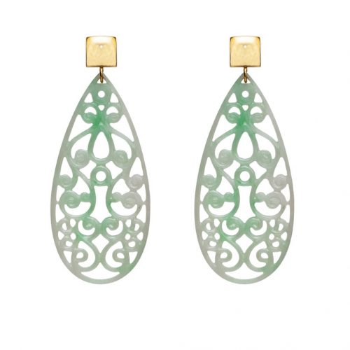 HONG BOCK-Design earrings /green Jade 18KGG