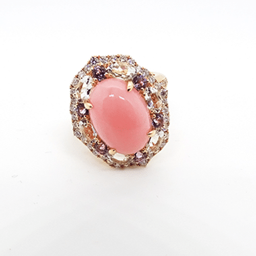 HONG BOCK design pink opal ring in 18K GG