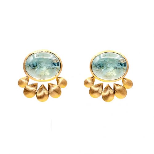 HONG BOCK design earrings made of aquamarine and 750 kt GG
