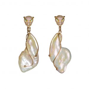 HONG BOCK design earring nugget pearls from freshwater