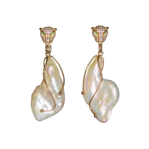 HONG BOCK design earring nugget pearls from freshwater